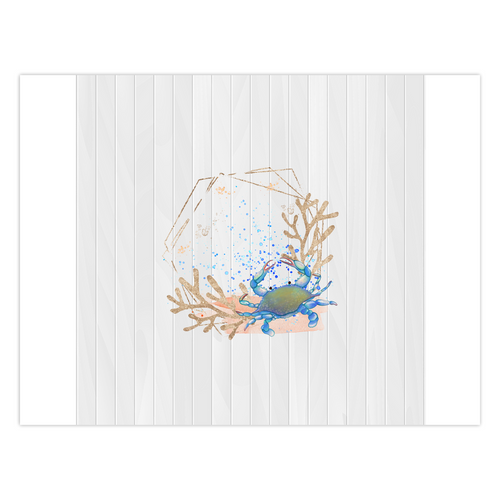 Beautiful Blue Crab Notecard with Coral and Wood Background