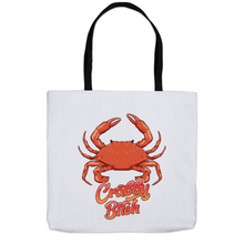 Load image into Gallery viewer, Crabby Bitch Tote Bag With Red Crab
