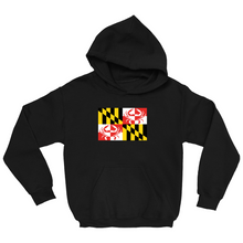 Load image into Gallery viewer, Maryland Flag Blue Crab Youth Hoodie - Black
