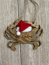 Load image into Gallery viewer, Custom Crab Christmas Ornament with Santa Hat
