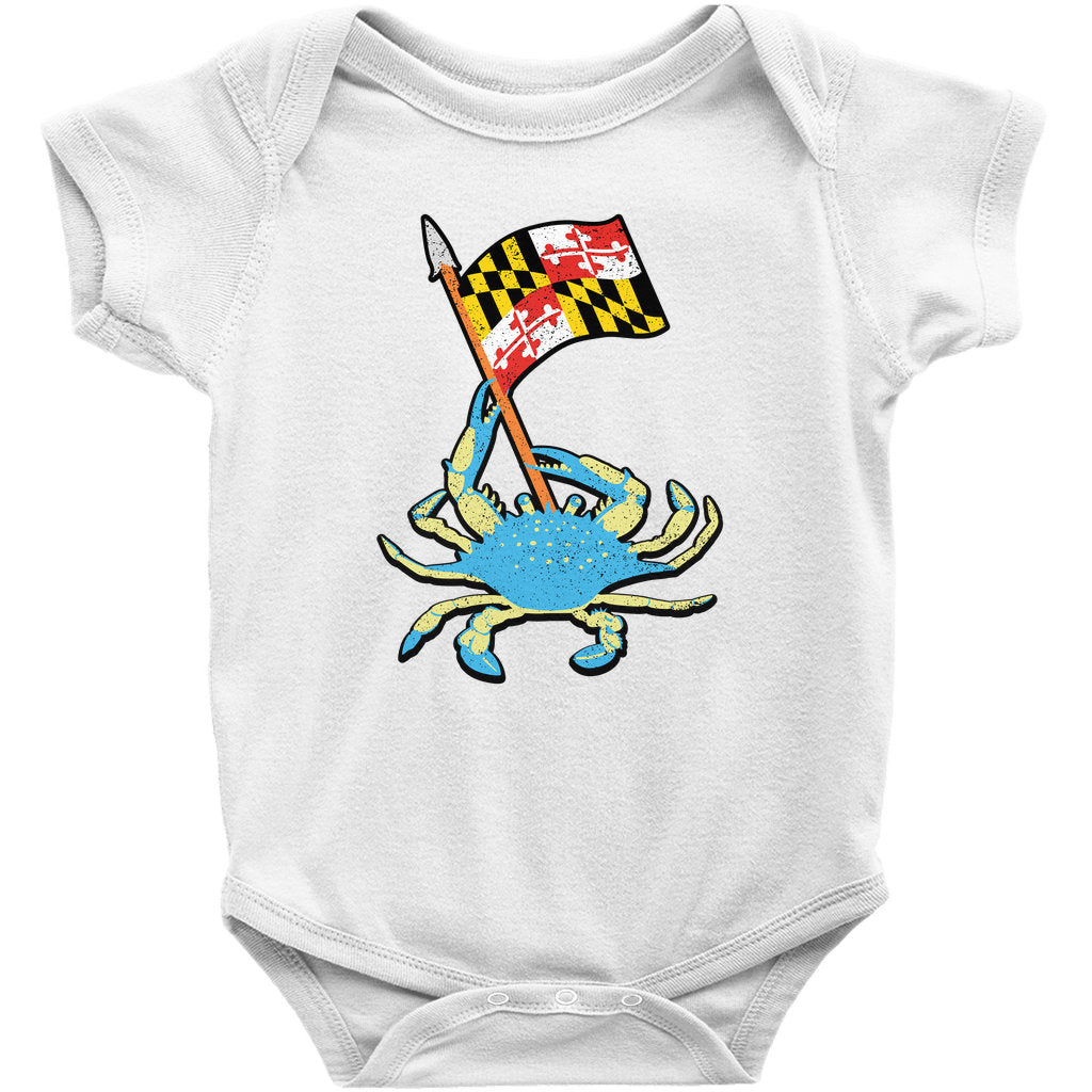 Maryland Crab Onesie - Maryland Flag Baby Shower Gift