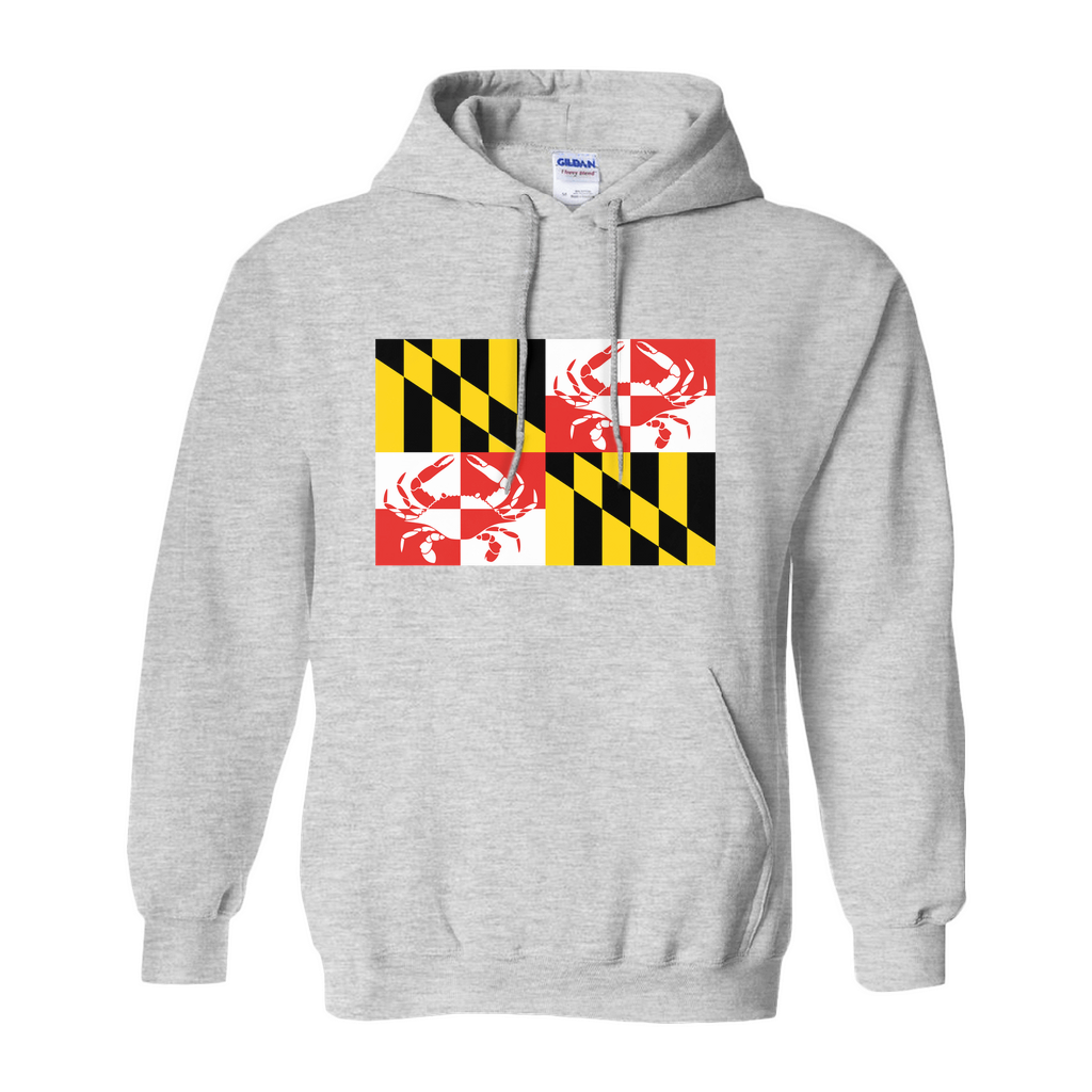 Maryland Crab Flag Hoodie - Gray