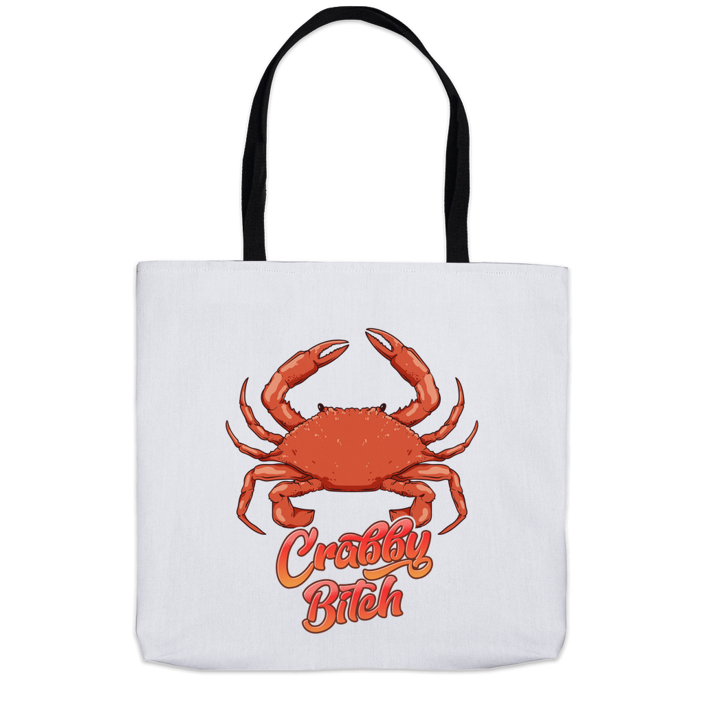 Crabby Bitch Tote Bag With Red Crab