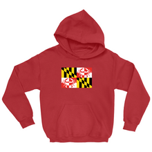 Load image into Gallery viewer, Maryland Flag Blue Crab Youth Hoodie - Red
