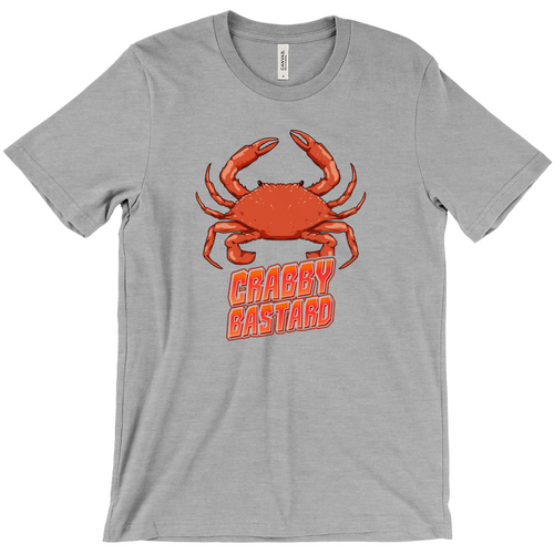 Crabby Bastard Shirt with Maryland Blue Crab - Gray shirt with red steamed crab