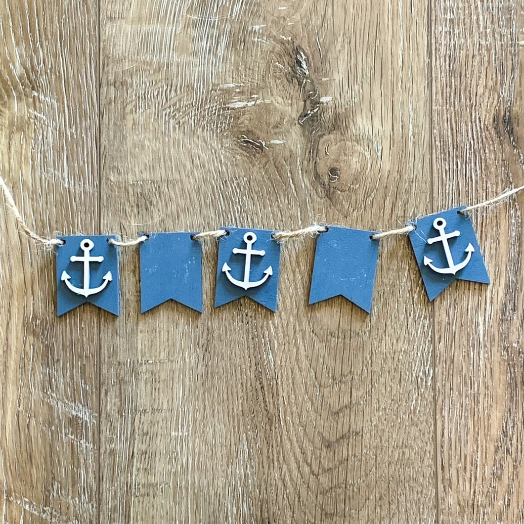 Anchor banner for nautical tiered tray set