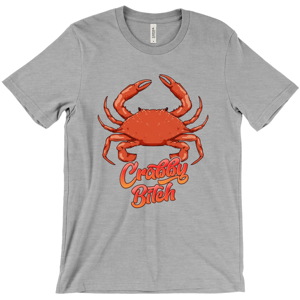 Crabby Bitch Shirt with Maryland Blue Crab - Gray shirt with red steamed crab
