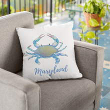 Load image into Gallery viewer, Maryland Blue Crab Pillow - Nautical Decor
