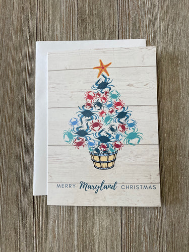 Maryland Blue Crab Christmas Tree Greeting Card