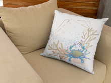 Load image into Gallery viewer, Maryland Crab Throw Pillow with Coral
