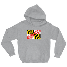 Load image into Gallery viewer, Maryland Flag Blue Crab Youth Hoodie - Athletic Heather Gray

