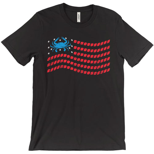Nautical American Flag Shirt With Blue Crab and Rope
