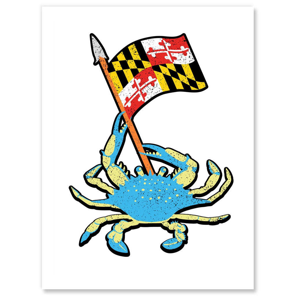Maryland Blue Crab Sticker with Maryland Flag