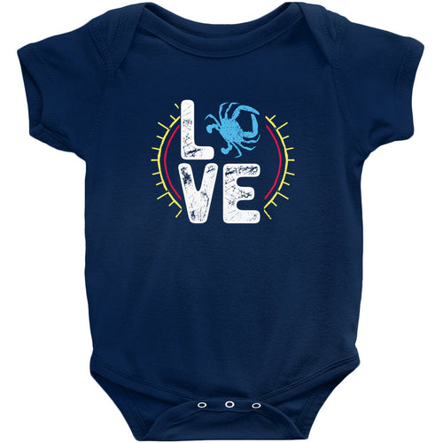 Blue Crab Lover Baby Onesie Body Suit - Navy