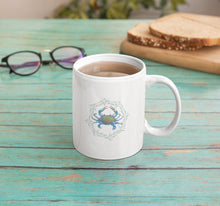 Load image into Gallery viewer, White Coffee Mug With Maryland Blue Crab
