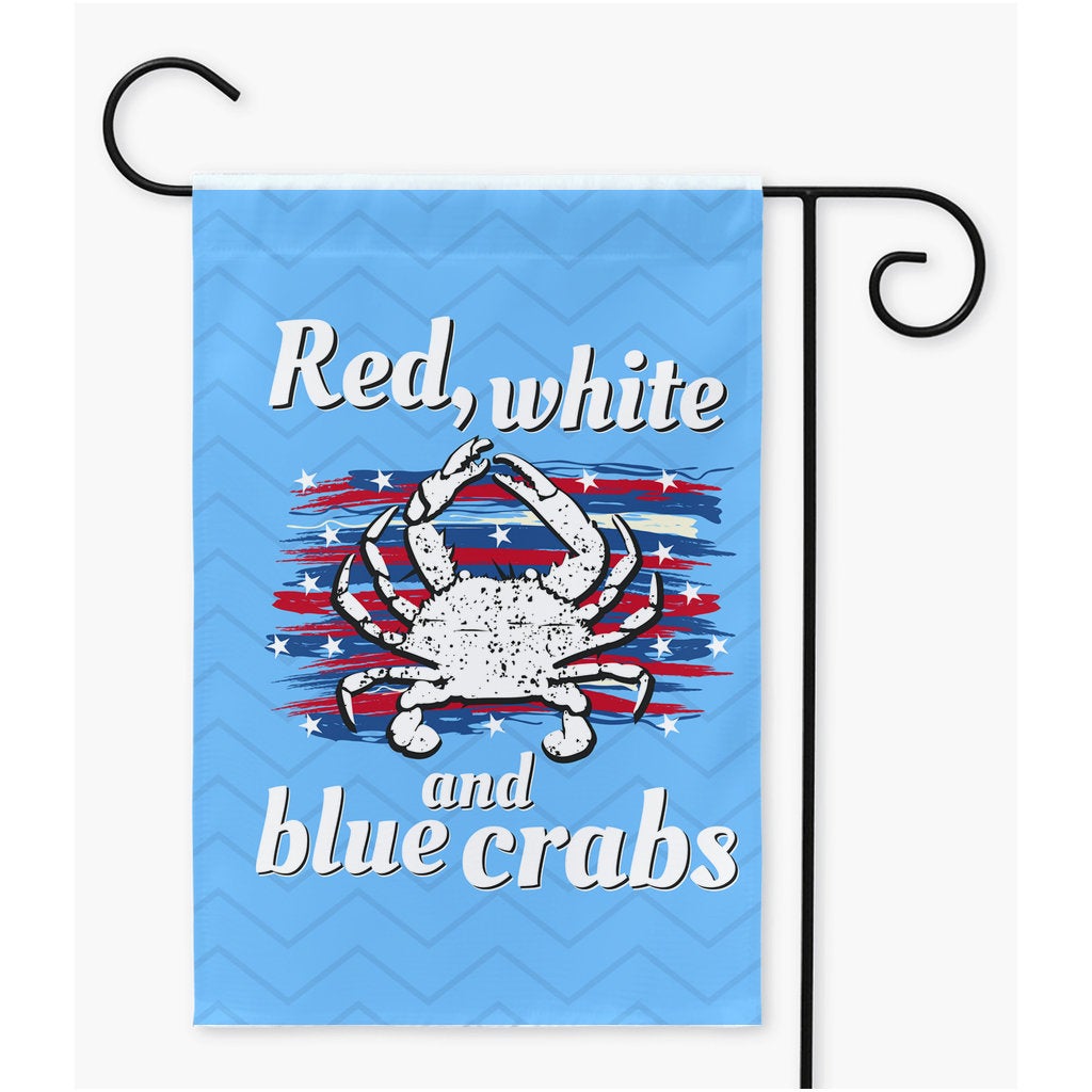 Patriotic Blue Crab Garden Flag - Red White and Blue Crabs - 4th of July