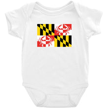 Load image into Gallery viewer, Maryland Flag Onesie With Crab Design
