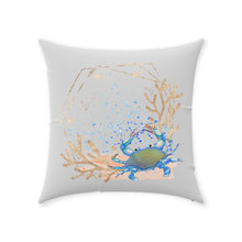 Load image into Gallery viewer, Pretty Maryland Blue Crab Throw Pillow - Nautical Home Decor
