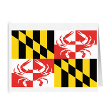 Load image into Gallery viewer, Maryland Flag Blue Crab Notecard - Chesapeake Bay Greeting Card
