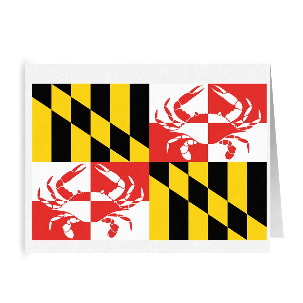 Maryland Flag Blue Crab Notecard - Chesapeake Bay Greeting Card