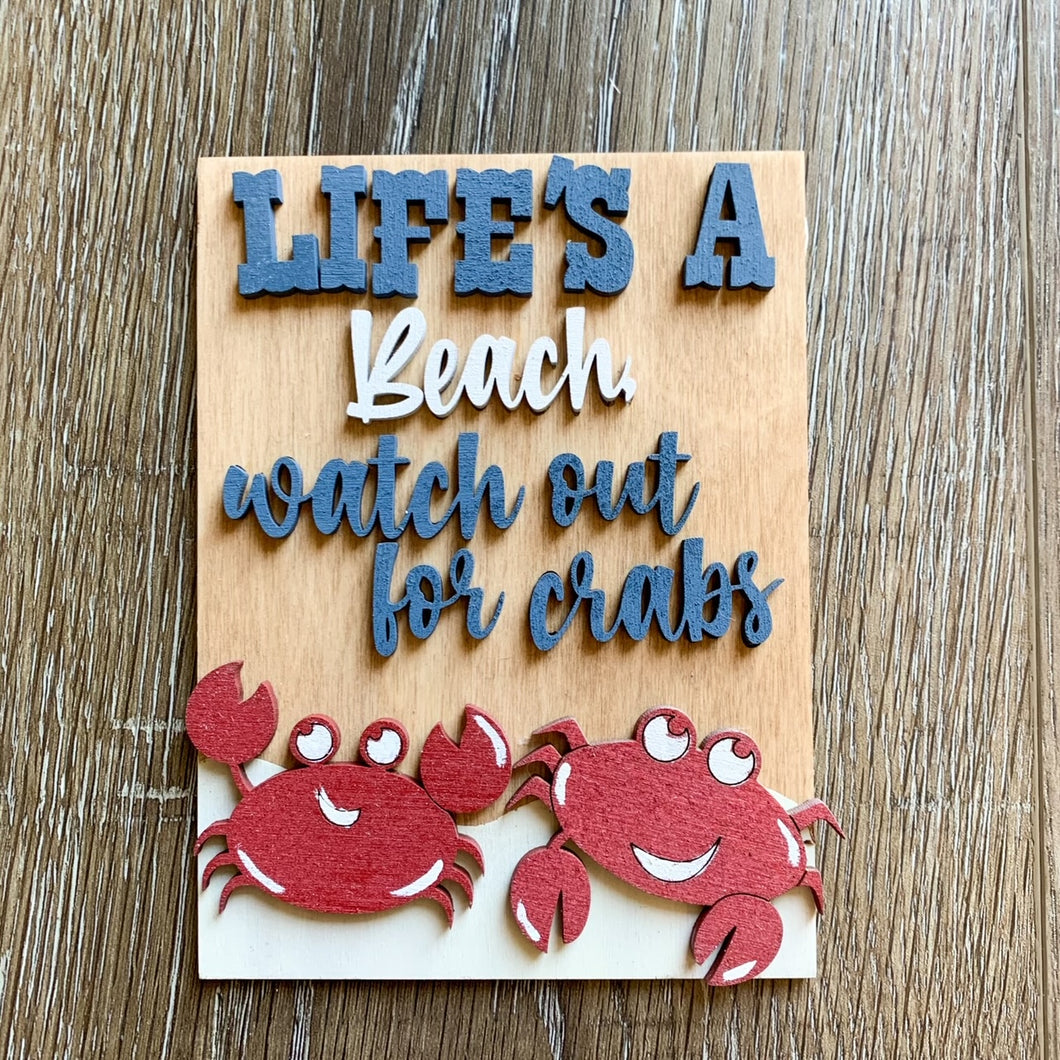 Life's a Beach watch out for crabs sign for tiered tray set