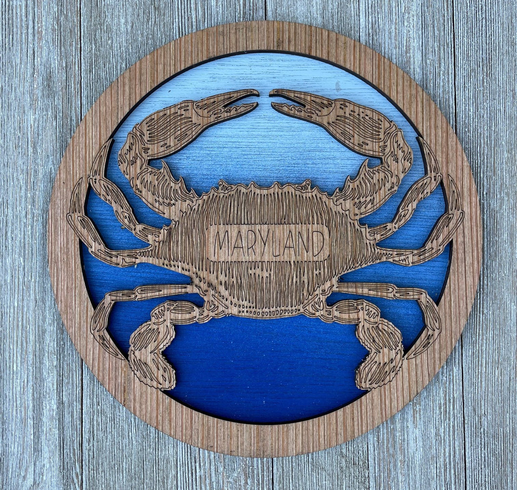 Personalized Wood Blue Crab Wall Hanging