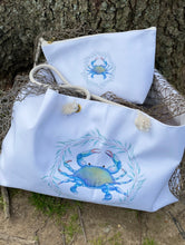 Load image into Gallery viewer, Blue Crab Zip Pouch and Matching Weekender Tote Bag
